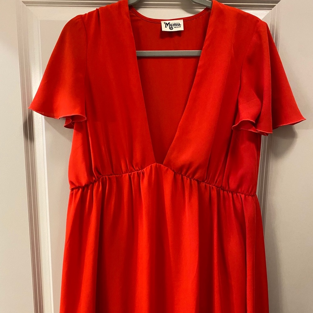 Show Me Your Mumu Deep V-neck Red Dress
